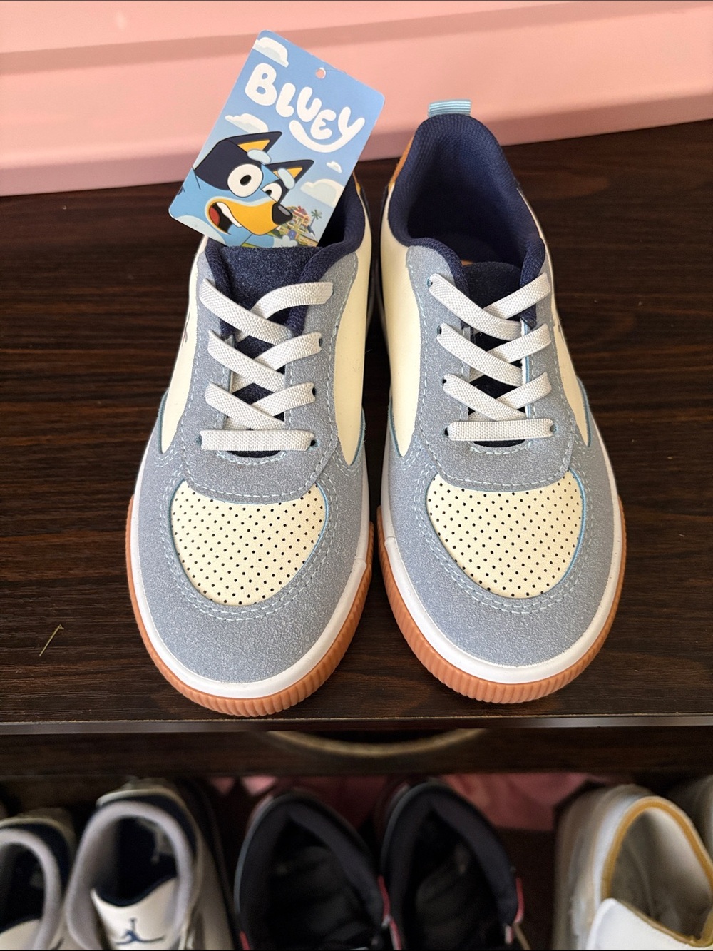 Bluey Lace-Up Sneakers in Light Blue and Cream
